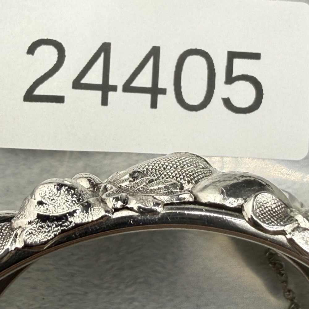 Vintage Chunky Bangle Bracelet Repousse Hinged Silver Tone 7" - Picture 10 of 10